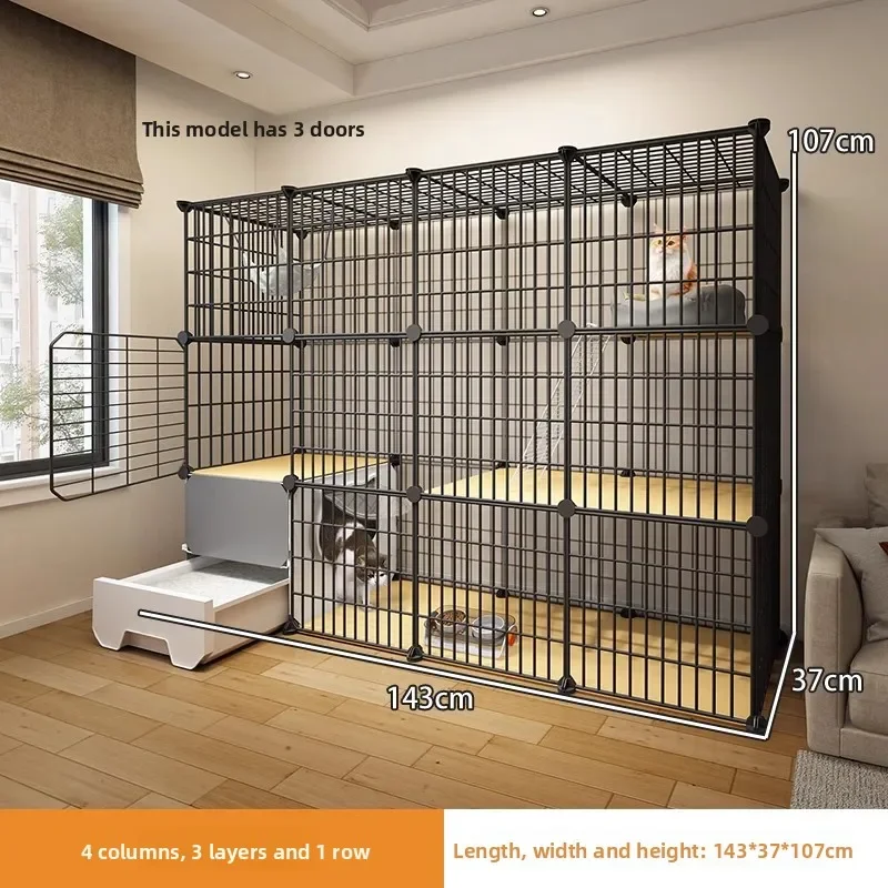 

Large Cat Cage with Free Space Indoor Cat Litter Box Integrated Home Cat Villa Easy Assembly