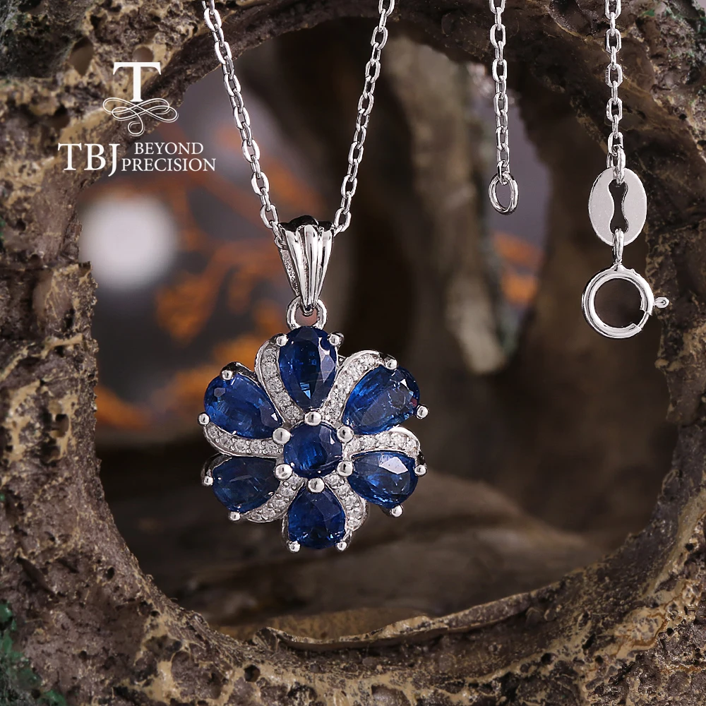 

Кулон из натурального кианита, серебро 925 пробы, ожерелье в форме цветка, элегантные изысканные украшения для женщин, подарки на день рождения