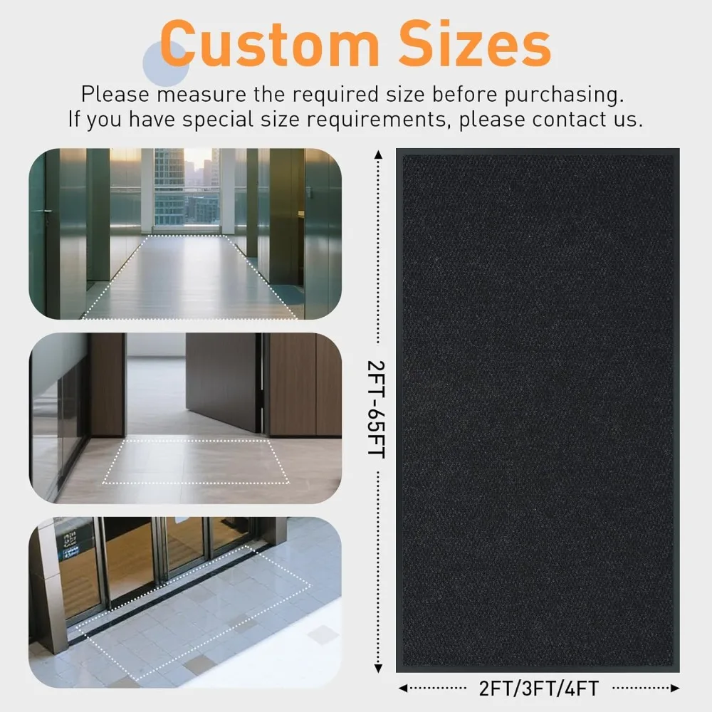 Customizable 3ft x 18ft Non-Slip Indoor Outdoor Entrance Mat, Commercial Grade Easy Clean Door Mat, Low-Profile for Enhanced Tra