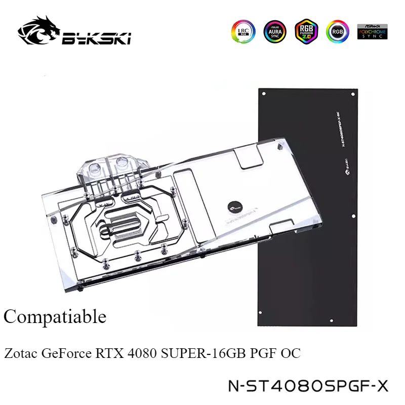 

Блок графического процессора Bykski для Zotac GeForce RTX 4080 SUPER-16GB PGF OC, видеокарта с водяным охлаждением/полным покрытием/медный радиатор