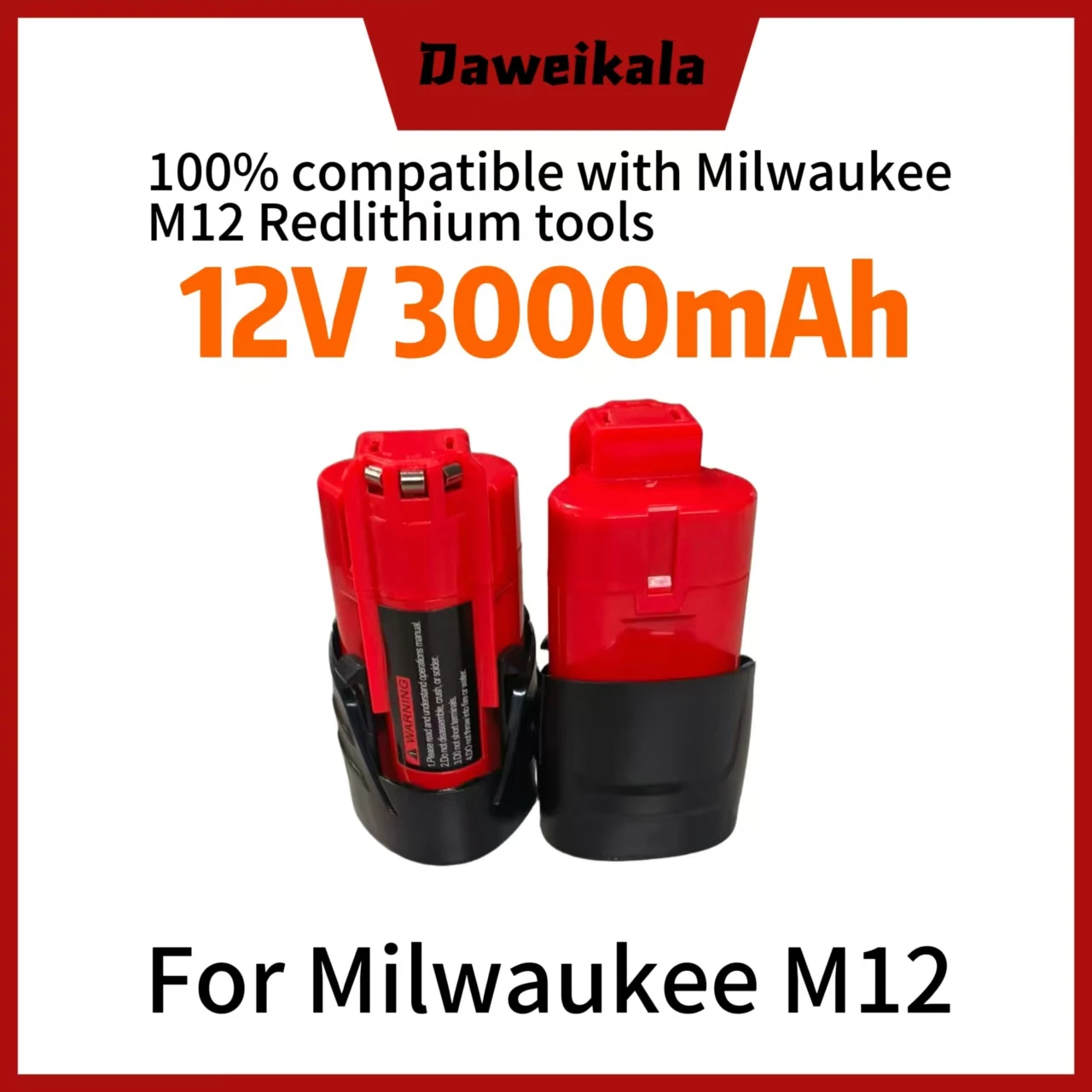 Performance 12V Milwaukee M12 3Ah Battery Pack – Compatible with M12 XC 48-11-2410/2420/2411 Cordles