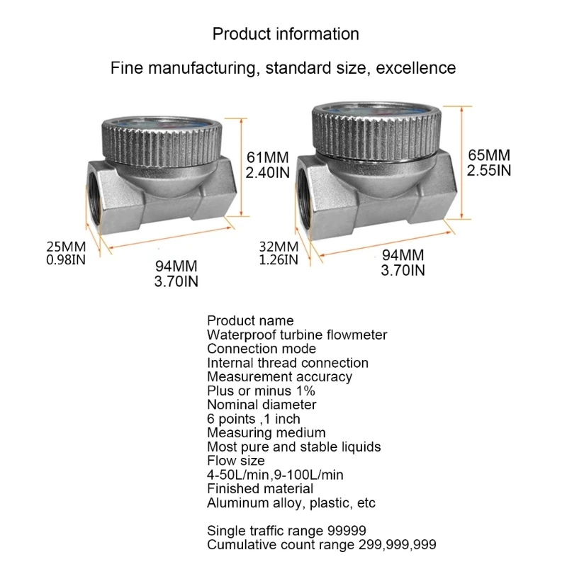 High Accuracy Fuel Meter Digital Display Turbines Fuel Flow Meter Waterproof Turbines Flow Meter Simple Installs Durable