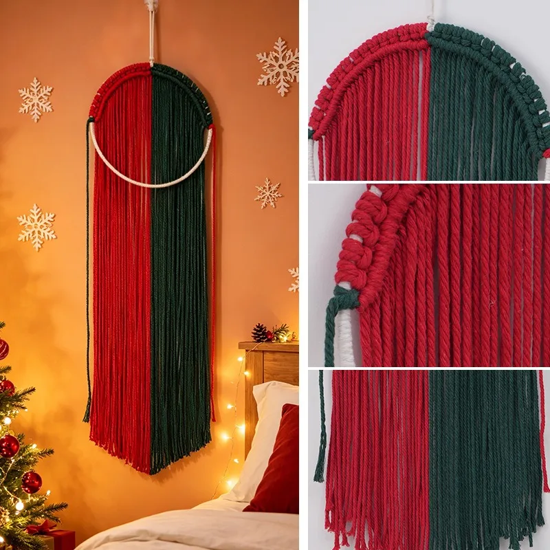 New Christmas Decorative Tapestry Handmade Cotton Rope Woven Tapestry Home Wall Hanging Decoration Home Goods