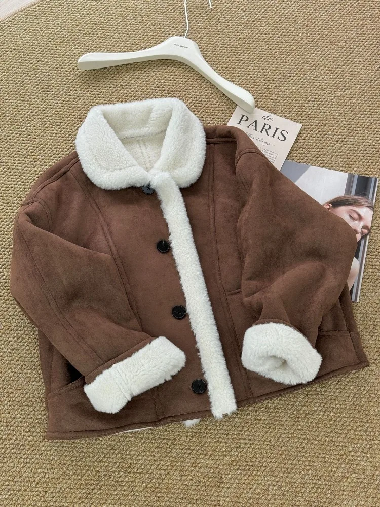 

Женское пальто из искусственного меха 2025 года, зимняя куртка в корейском стиле verga, мятка, теплая верхняя одежда для холодной погоды и повседневной носки