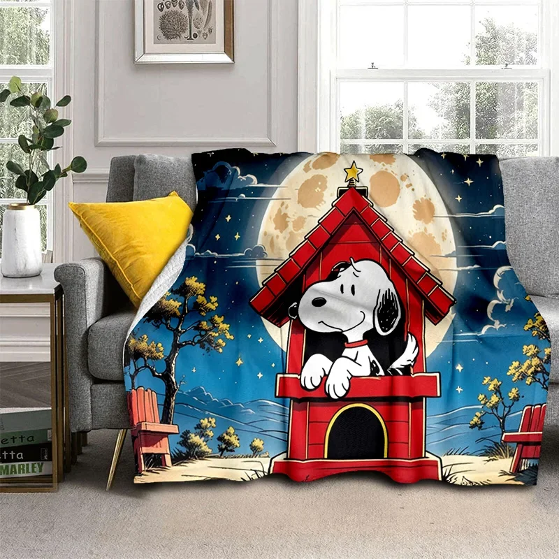 Retro Snoopy Kawaii Cartoon Dog Soft Plush Blanket,Flannel Blanket Throw Blanket for Living Room Bedroom Sofa Cover Kids Gift