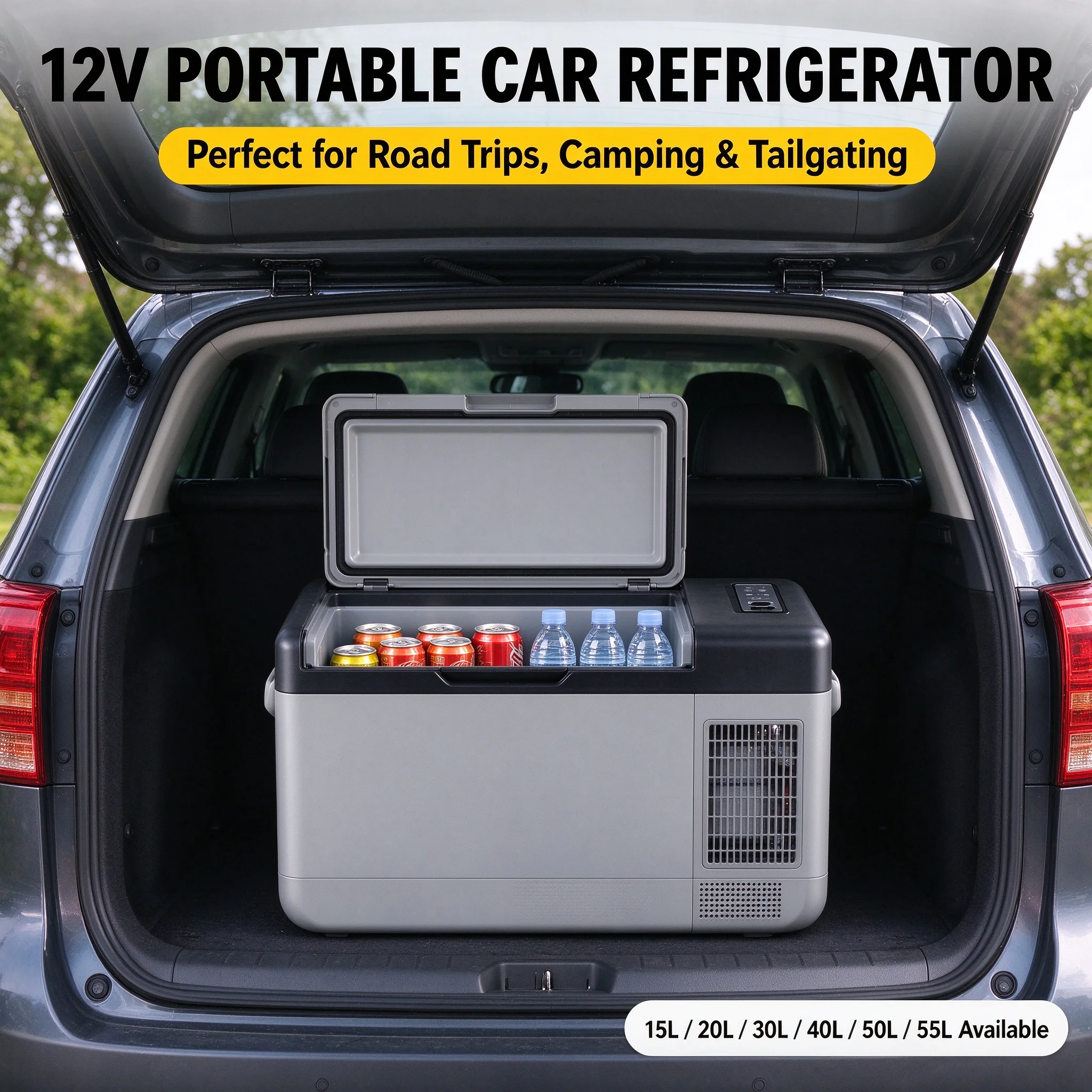 SIHAO Portable Car Refrigerator 12V Compressor Fridge Freezer 15L-55L -20°C Cooling for Camping RV Boat Home Outdoor Travel