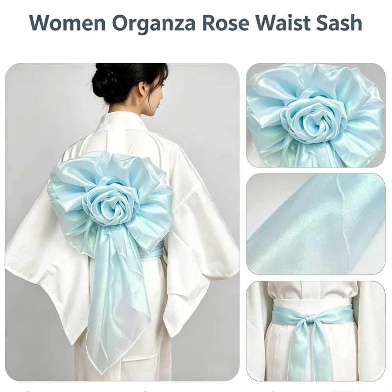 Japanese Traditional Yukata Belt Classic Geisha Kimono Cheongsam Corset For DIY Lady Sweet Dressing Bow Tie Clothing Accessory