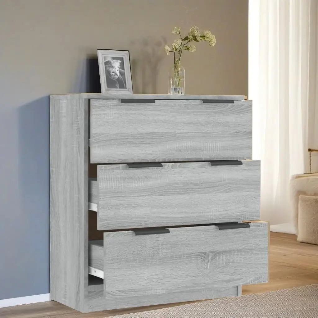 Sonoma Grey Sideboard - 60x30x70 cm Durable Engineered Wood Storage Cabinet