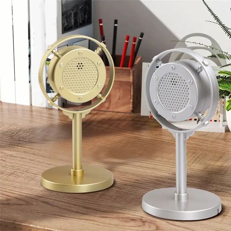 Simulation Classic Retro Microphone Dynamic Vocal Mic Universal Stand For Live Performance Sing Black-A00E