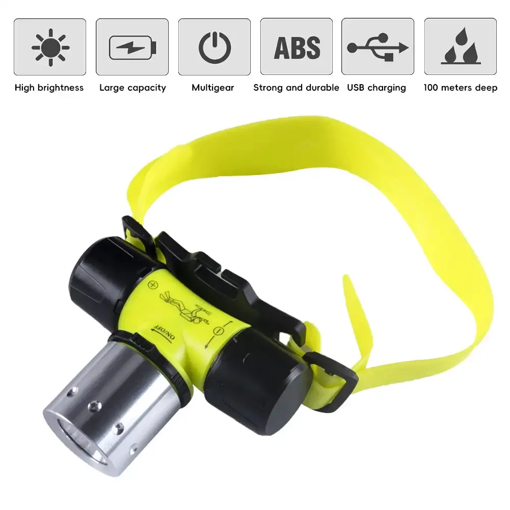 

Diving Headlamp XML- T6 LED Underwater Diving Headlight 3800 Lumen 10w Dive Flashlight Head Light Torch + battery/Charger/box