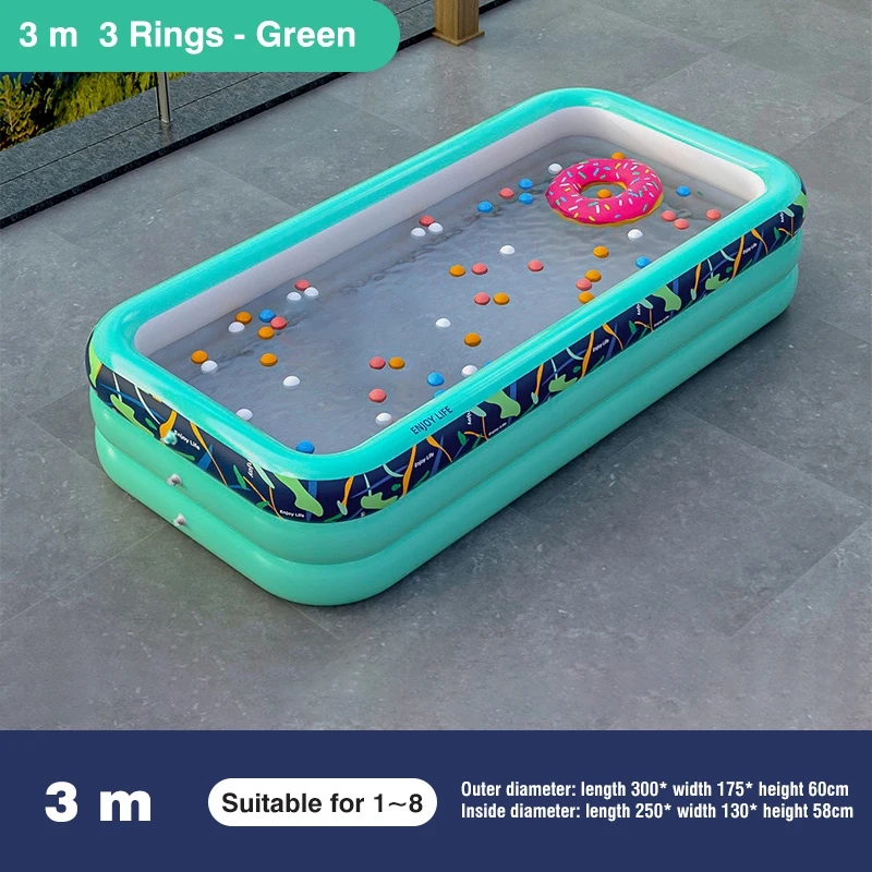 Piscinas grandes inflables para la familia, PISCINA Rectangular de PVC de 2,6/2,1 M, para bañarse al aire libre, regalos para el Día de los niños