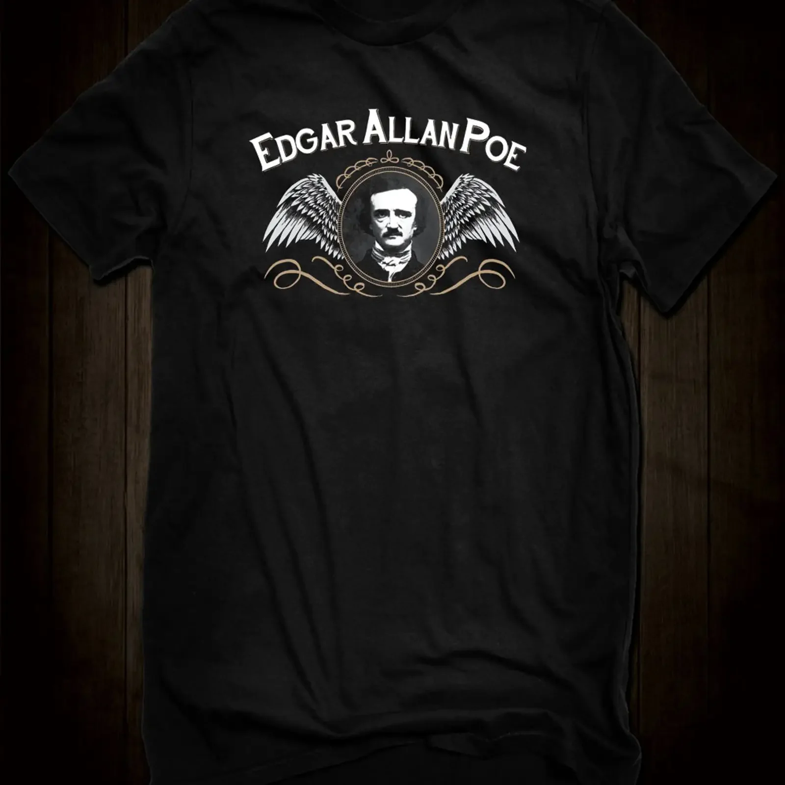 Edgar Allan Poe Portrait T Shirt Hellwood Outfitters vintage Washed Unisex designer clothes Slightly fashion Stylish Versatile