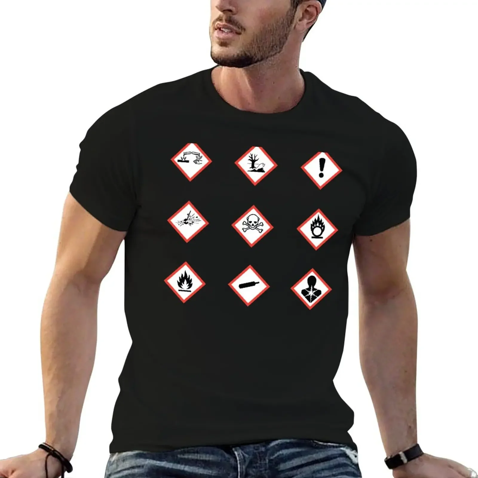 Chemical Hazard Symbols T-Shirt anime tops mens cotton t shirts