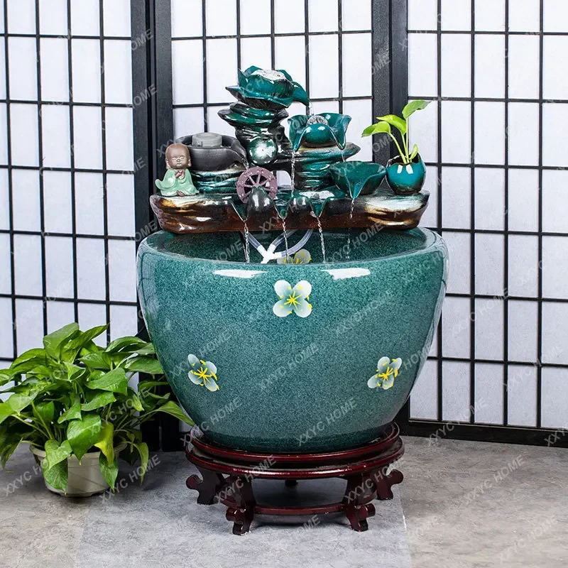 Ceramic Fish Globe Living Room Balcony Office Circulation Water Fountain Water Tank Courtyard Large Fish Culturing Tub