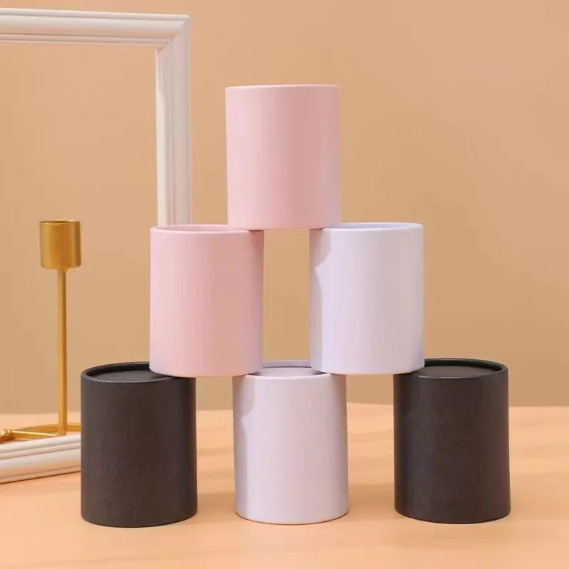 12pcs Mini Flower Bucket Single Flower Round Box DIY Paperboard Art Vase Hug Bucket Desktop Living Room Decoration Ornaments