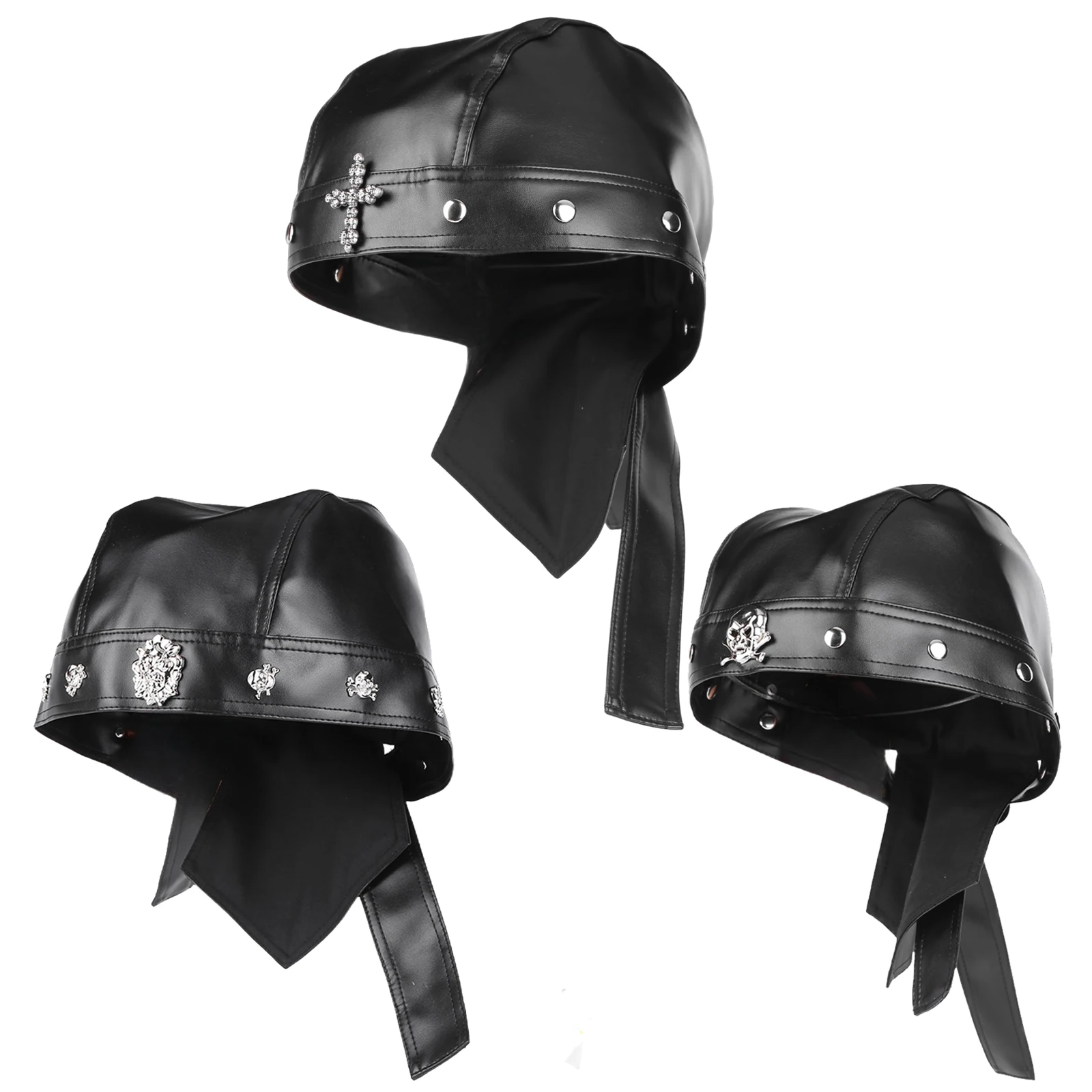 

Стильная бандана-повязка из искусственной кожи для женщин, с заклепками, для велоспорта, с идеальной посадкой, для вечеринок и модных мероприятий