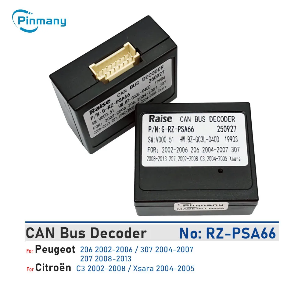 CAN Bus Decoder G-RZ-PAS66 16-Pin Black Box Car Radio Adapter for Peugeot 206 207 307 Citroen C3 Xsara