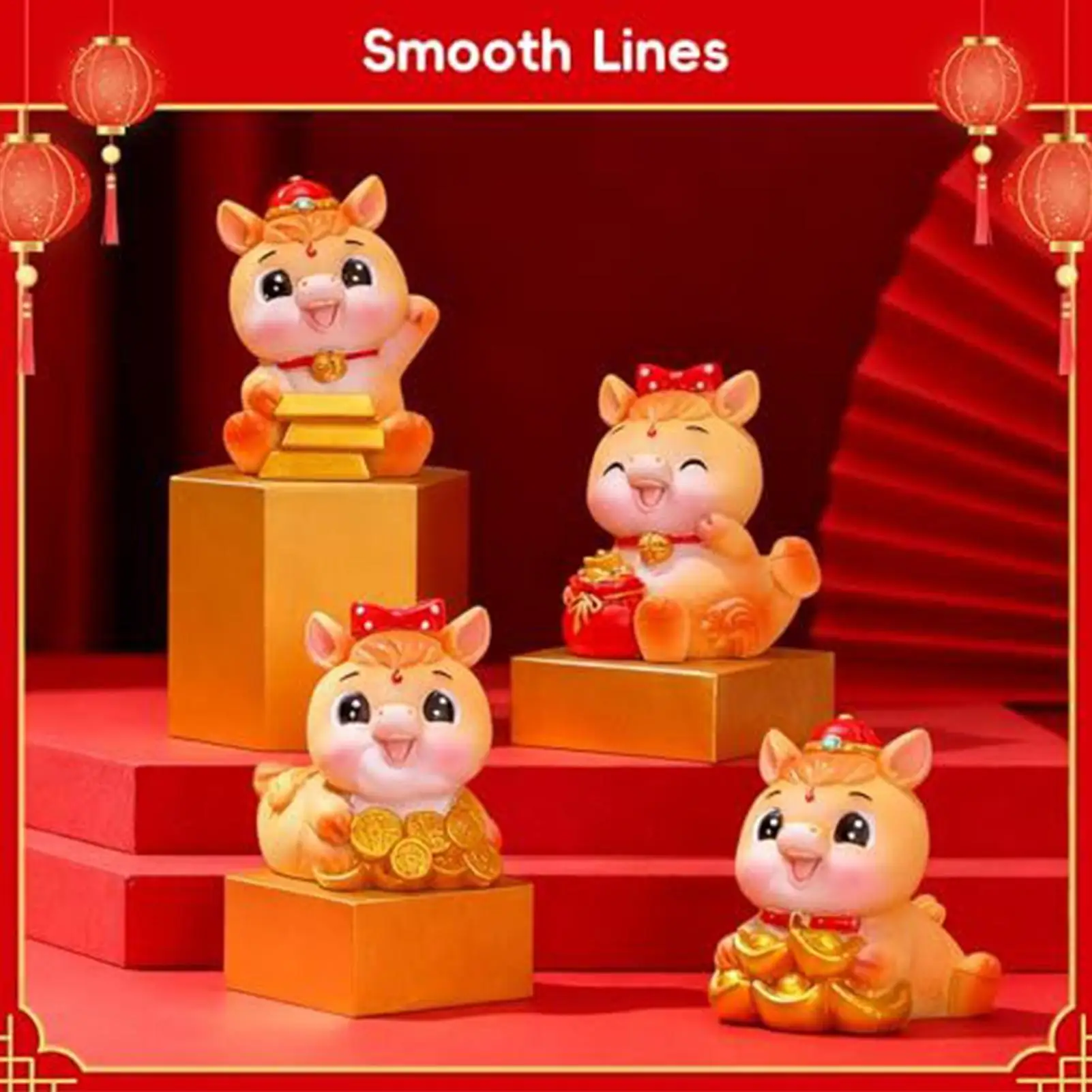 Year Of Horse Statue 4-Piece Decorative Resin Success Symbol 2026 Chinese New Year Toy Horse Decor For Home For Home Women Men
