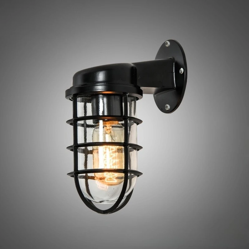 Retro LED Wall Light Industrial Outdoor Indoor Waterproof glass Wall Lamp Loft Aisle Patio Porch Bar Cafe Decora Lighting Lustre
