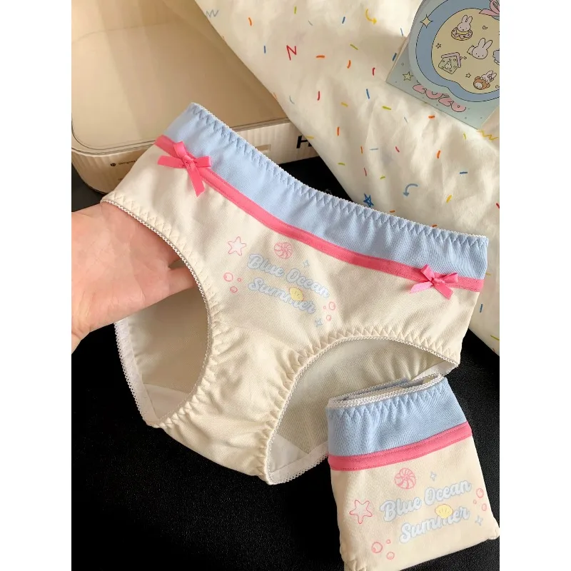 New Women Cotton Underwear Seamless Panties Sexy Panty Female Print Cartoon Bow Plus Size Underpants Girls' Lingerie Briefs
