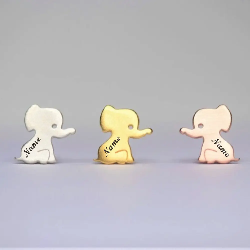 

Baby Elephant Earring Customizable Name Letters Safari Animal Charm Stud Cute Gift for Women Kids