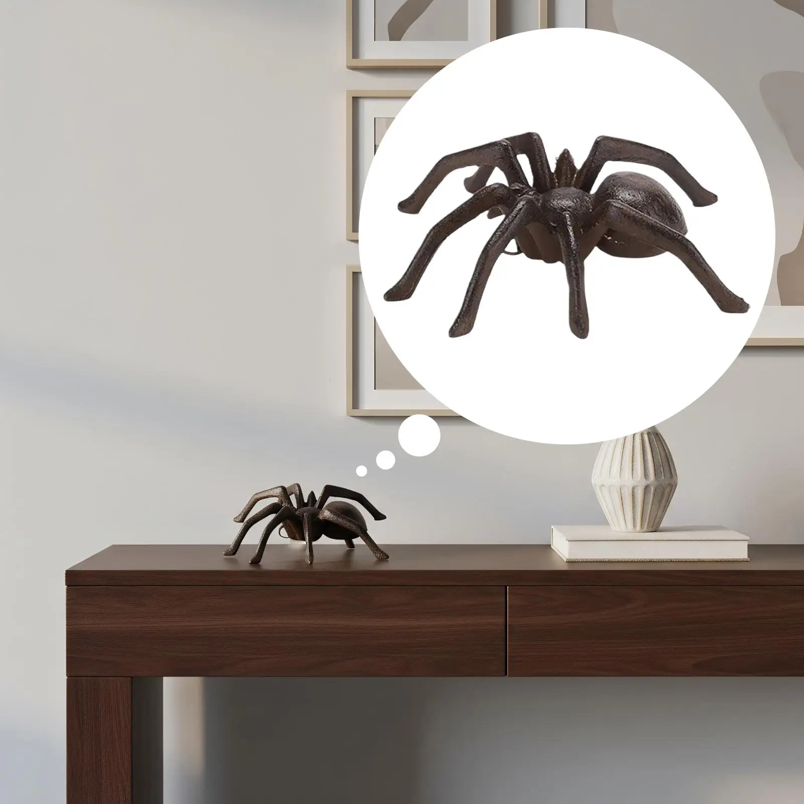 Aranha de ferro fundido vintage horror arte gótica aranha de ferro fundido decoração de halloween para mantel peitoril da janela casa assombrada prateleira de mesa