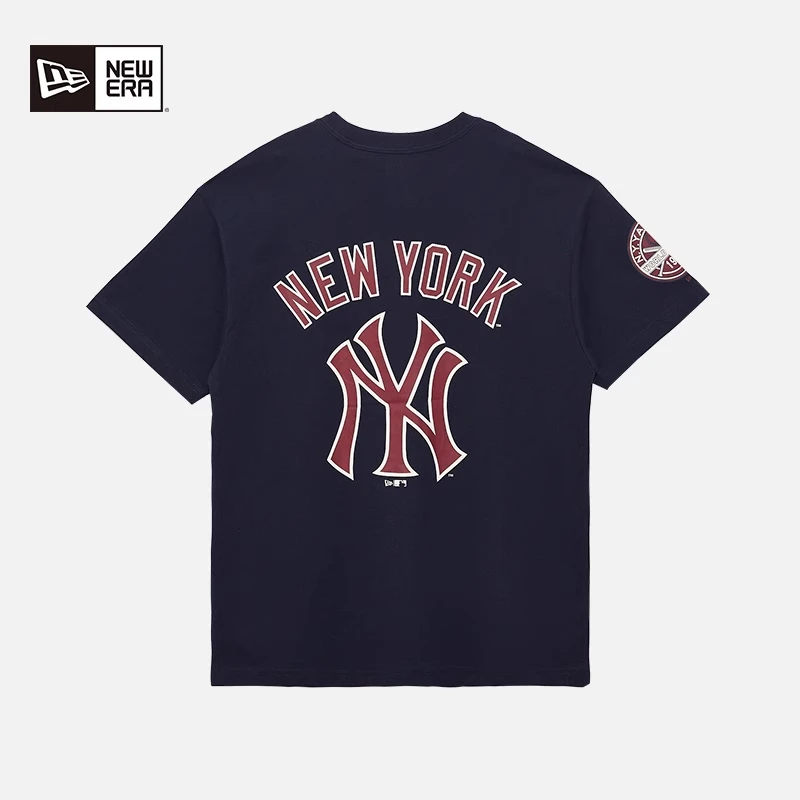 

Футболка New Era Mlb New York Yankees с круглым вырезом и короткими рукавами с принтом на спине для мужчин и женщин, темно-синяя