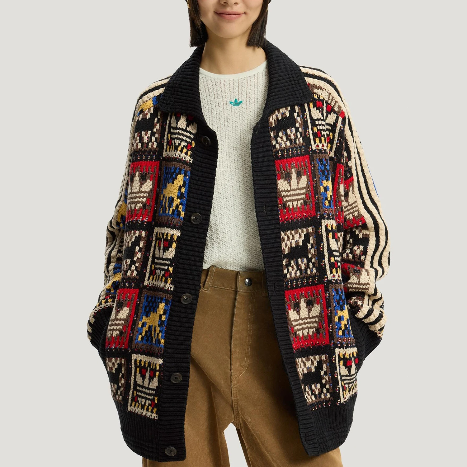 Chaqueta tipo cárdigan unisex Adidas Clover original estilo casual KR2801