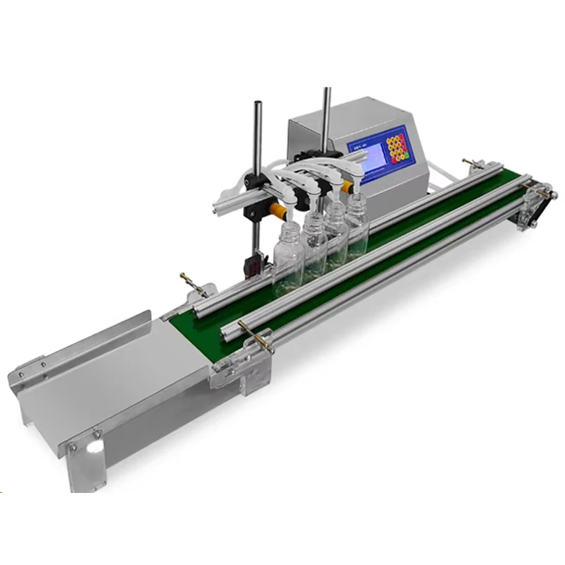 Automatyczna pompa membranowa do napełniania mały płyn cztery głowice z przenośnikiem taśmowym napełniacz oleju 4*3000ml/głowica CSY-4H3200/4H1200