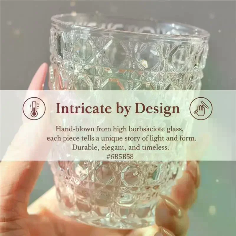 Transparent Coffee Cup Cocktail Glasses Vertical Grain Phnom Penh Glass Water Cup Juice Cup Coffee Cups