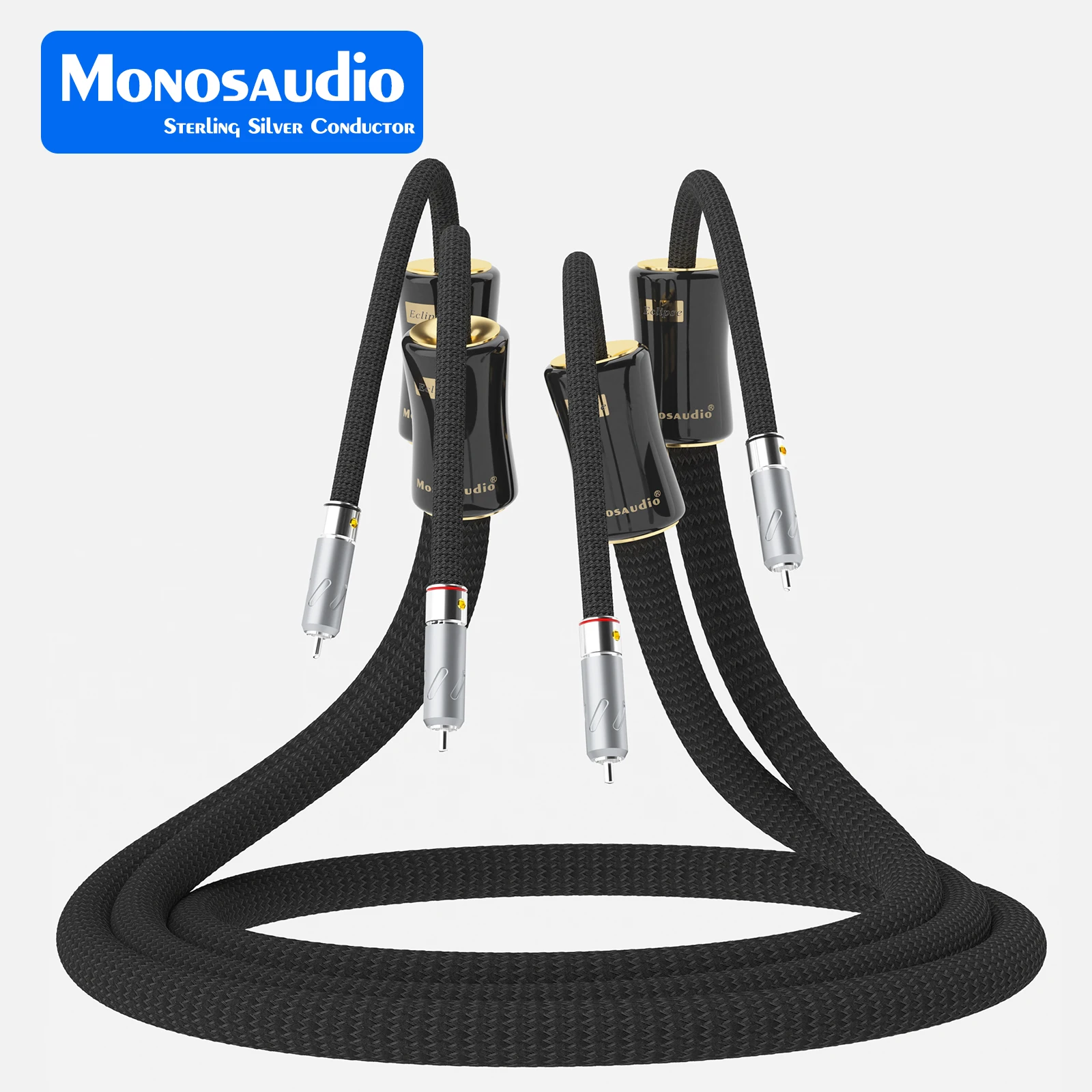 

Pair Monosaudio 6N Pure Silver RCA Cable HiFi Audio Interconnect Signal Cable Rhodium Plated Pure Copper RCA Plug