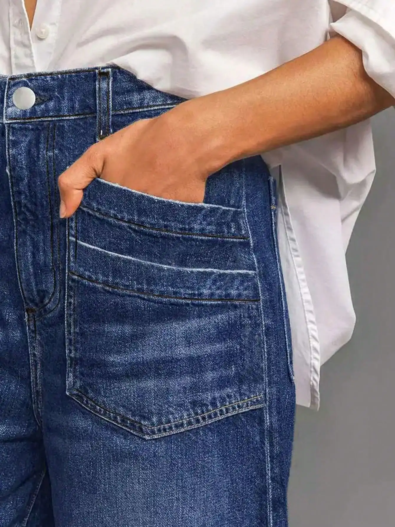 新しいレディースストレッチジーンズ、ファッショナブルなルーズワイドレッグパンツ、ストレートレッグパンツ