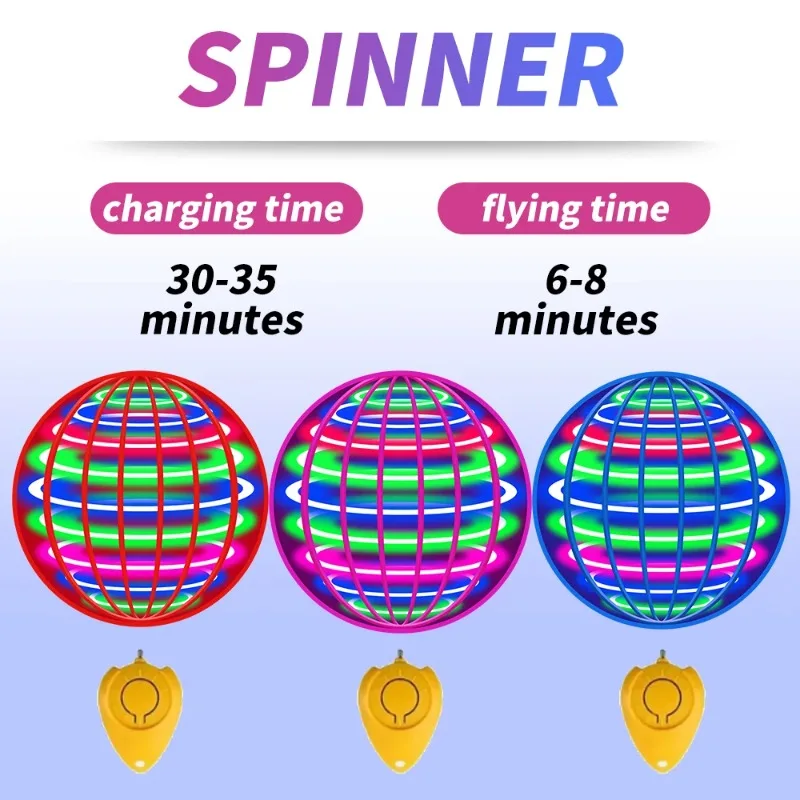 Flying Ball Spinner Toy Hand Control Drone Helicopter 360° °   Rotierendes Mini-UFO mit LED-Licht, Kindergeschenke, Spiel für Kinder, Sportball