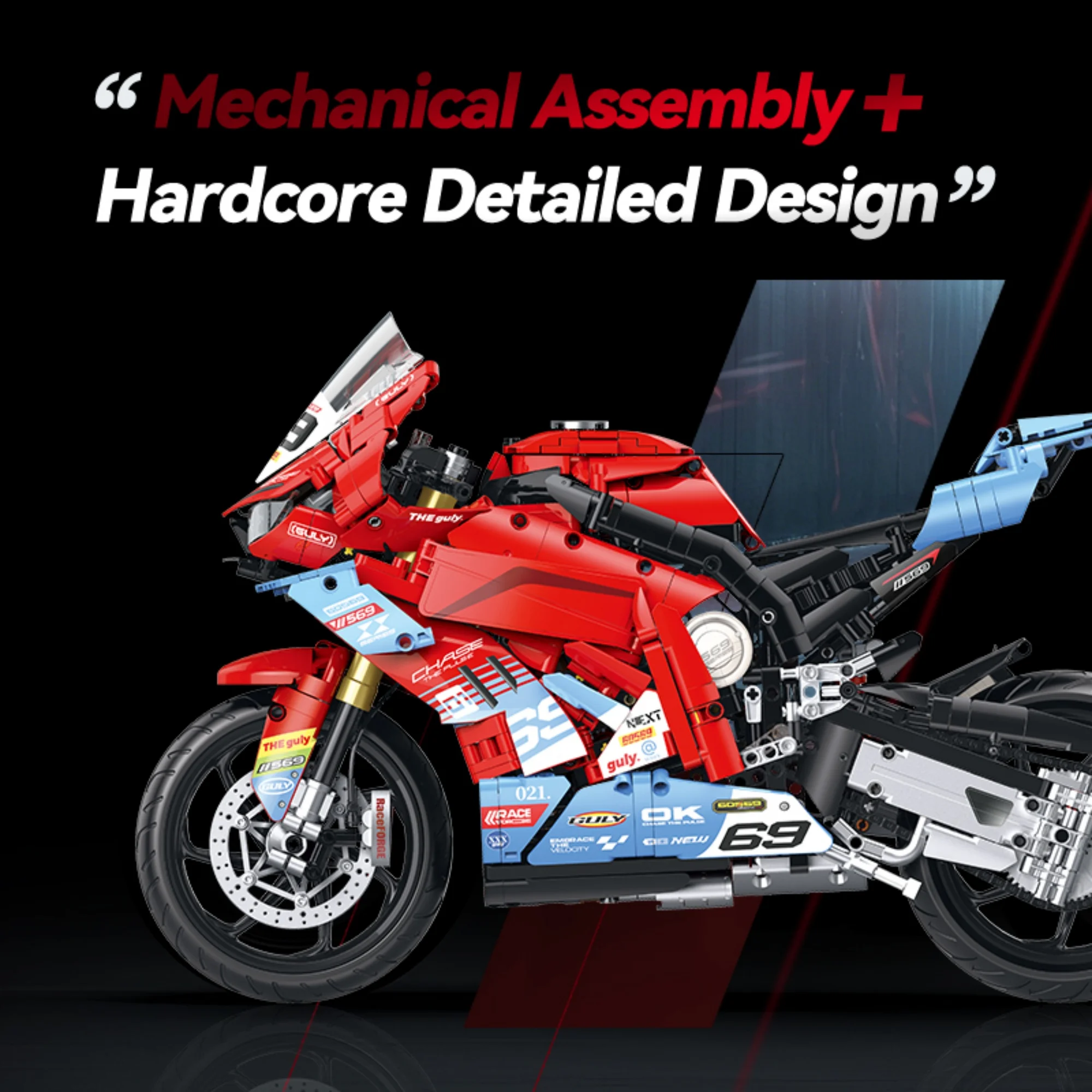 2225pcs 820RR Motorcycle Building Block City Moto Racer 1:5 Technical Speed Sports Motorbike Model Bricks Toys for Adults Gifts