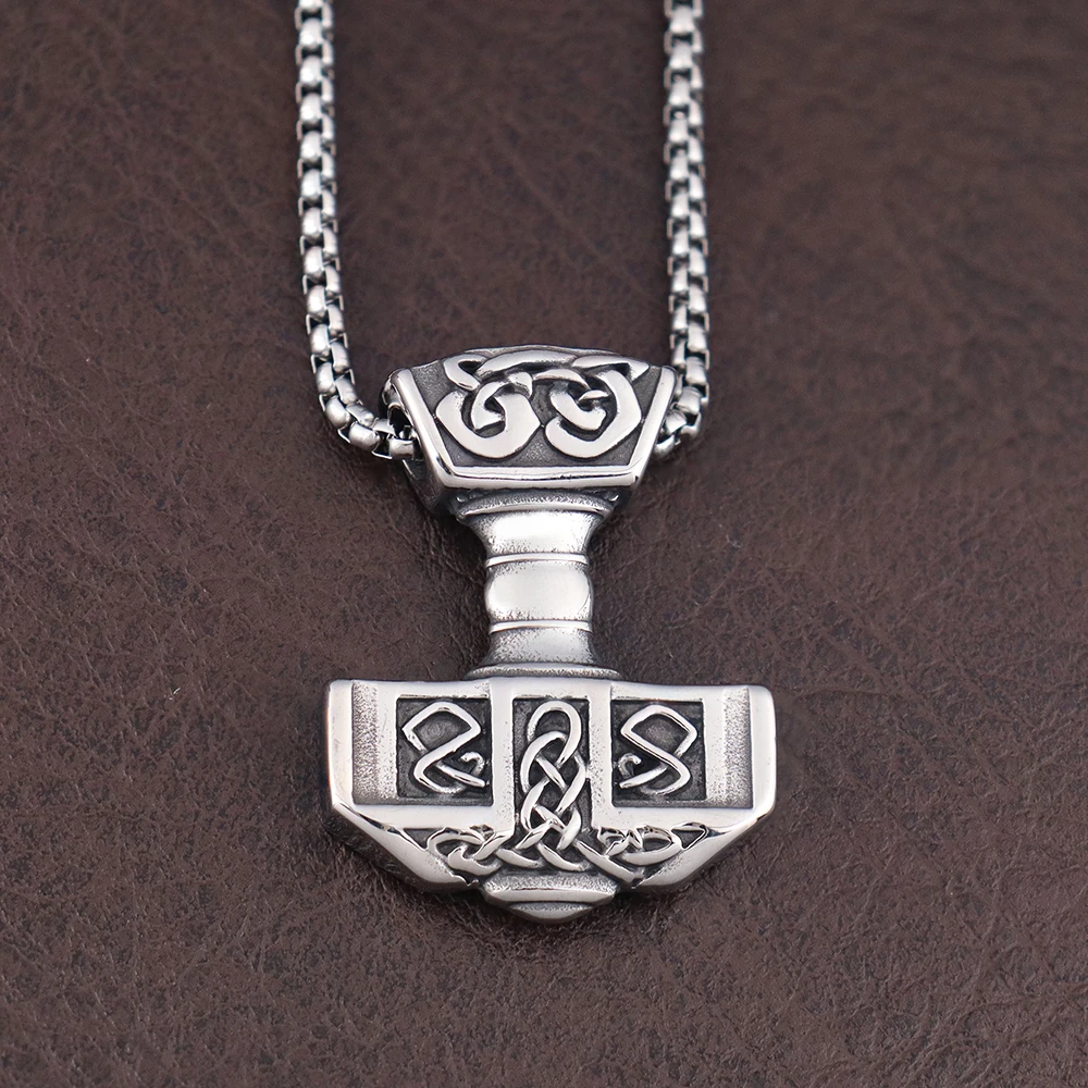 Vintage Style Variety Weapons Viking Pendant Trendy Stainless Steel Nordic Thor Hammer Necklace Punk Rock Jewelry Gift Wholesale
