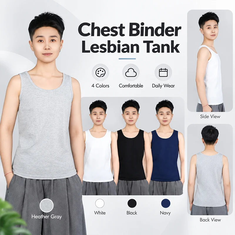 Women Tomboy Breast Binder Vest No Padded Invisible Flat Chest Shaper Underwear Corset Compression Top For Cosplay Performance