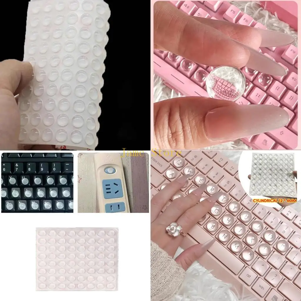 LX0B Transparents Silicone Keycap Covers 12x4mm 64Pcs Set For Long Nails Protections