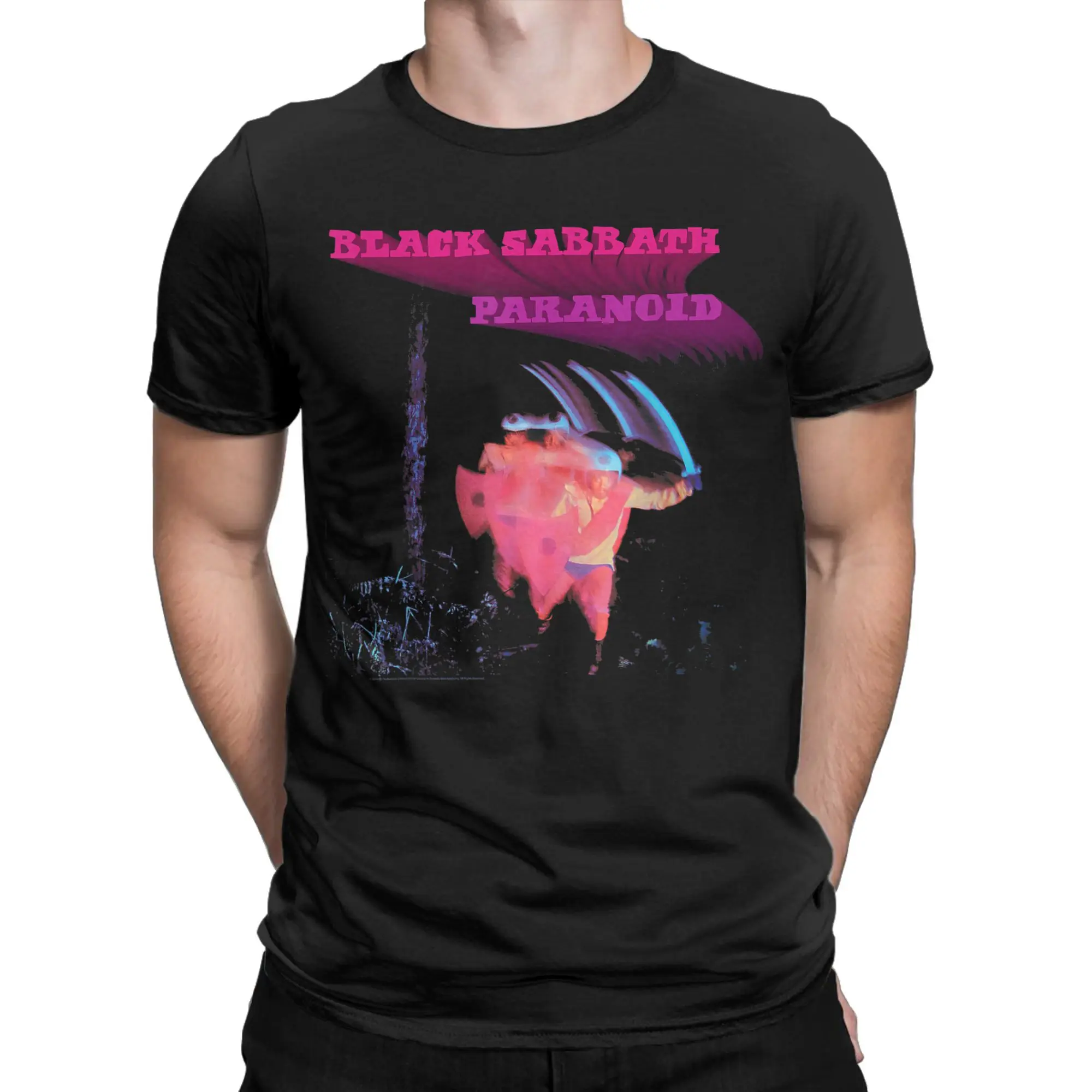 Black Sabbath Paranoid Motion Trails T-Shirts Men Novelty 100% Cotton Tee Shirt Crew Neck Short Sleeve T Shirt Plus Size Clothes
