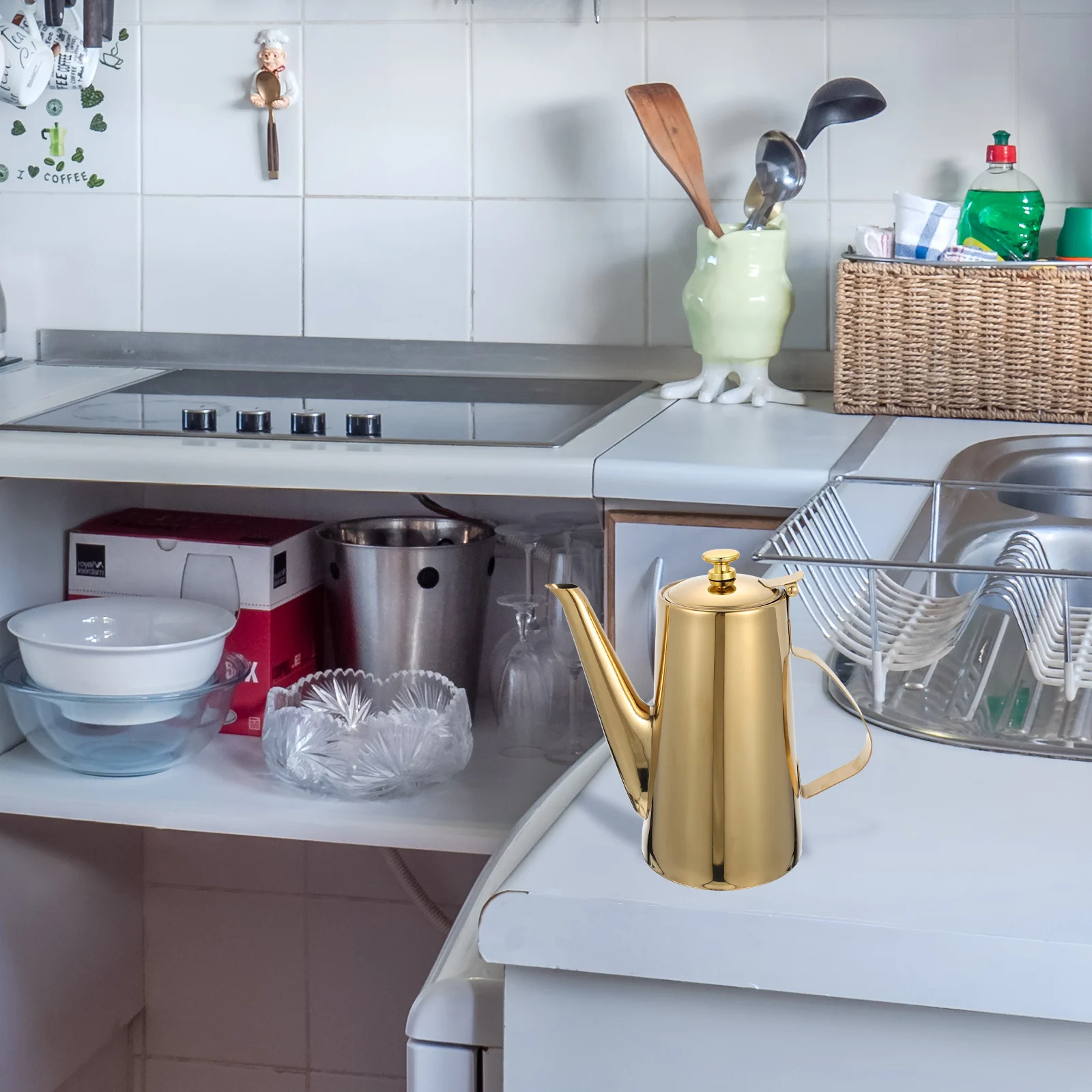 

Stainless Steel Cold Water Jug Large Capacity Kitchen Oil Pot Restaurant Soup Dispenser Bottle Vinegar Container Pour Sauces