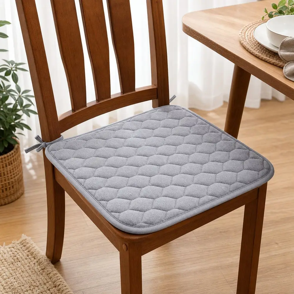New 45x45cm Chair Seat Cushion Quilted Surface Soft Padding Tie On Cushion Thickened Tie Straps Square Seat Pad Kitchen Chairs