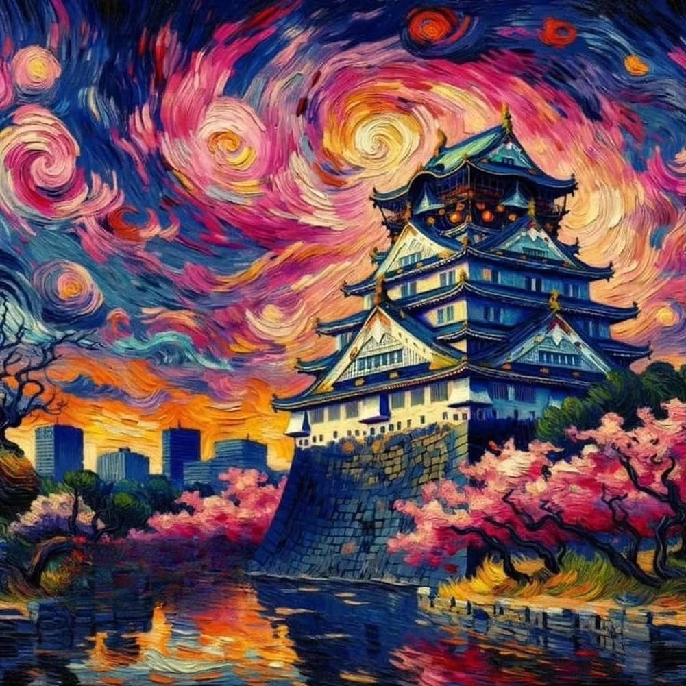 Van Gogh Style London Starry Night Jigsaw Puzzles 500PCS/1024 PCS Wall Decor for Living Room Bedroom Perfect Gift No Frame