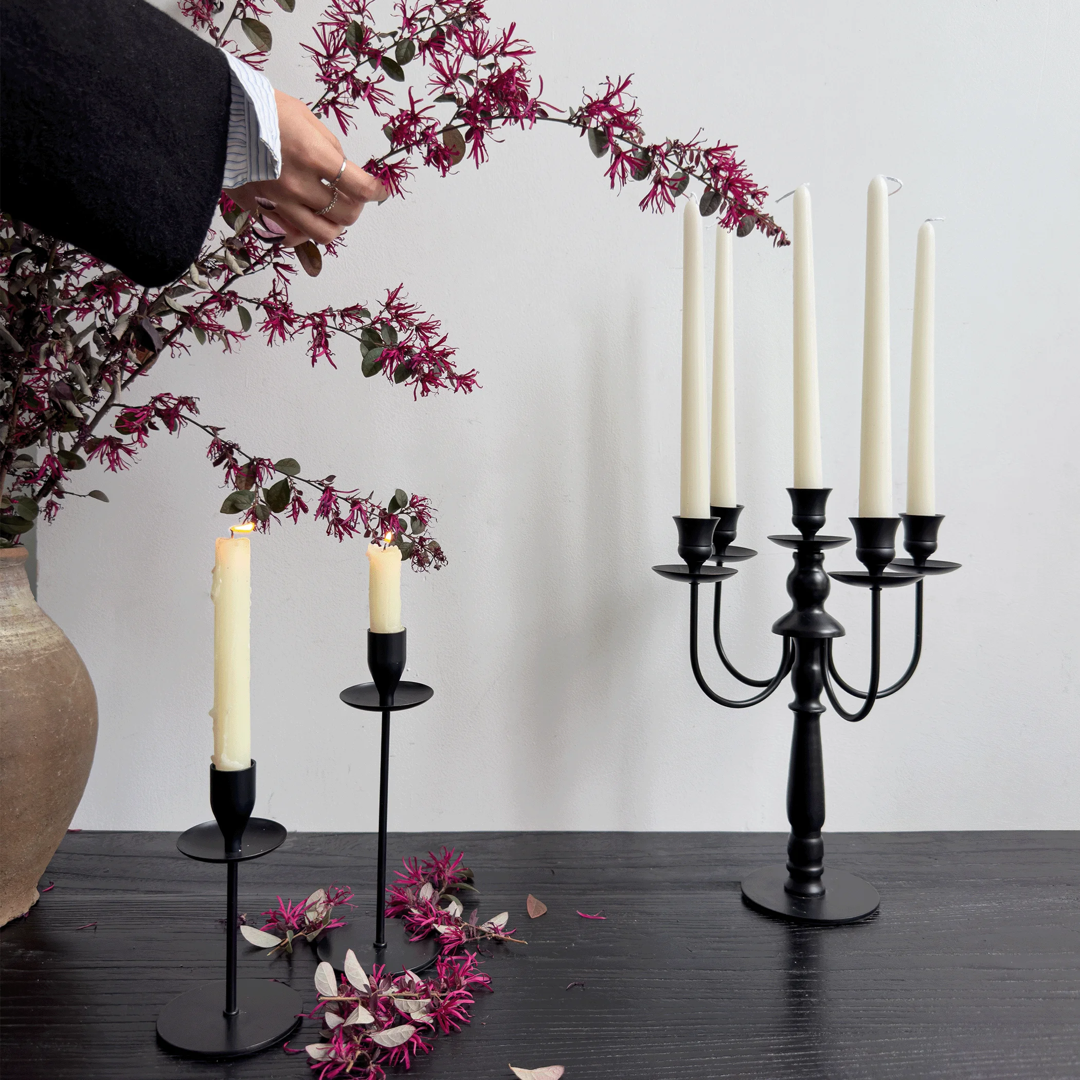 

Metal Candle Holders Room Nordic Black Modern Centre Candle Holder Candelabros Para Velas House Decorations