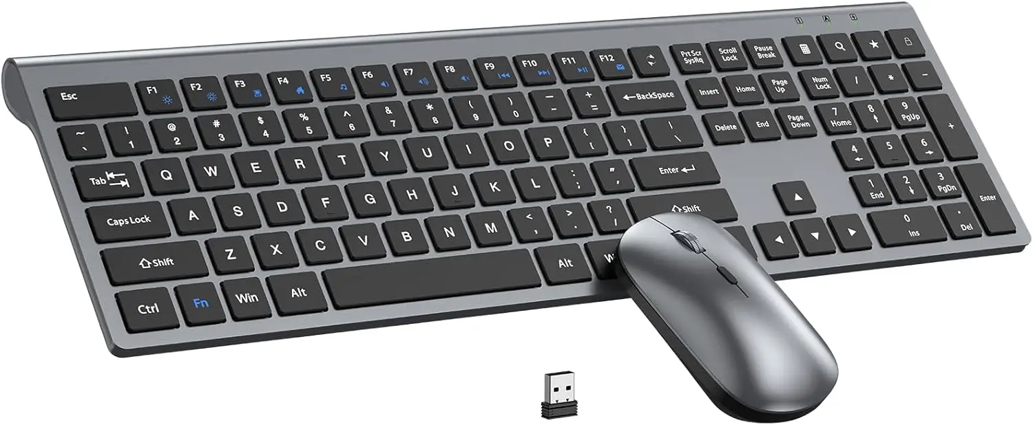 

Full-Size Wireless Keyboard & Mouse Combo, 2.4G Lag-Free, Long Battery Life, Slim Design for PC/Laptop/Mac