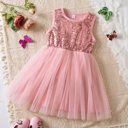 Sequins Dress for Baby Girl Casual Clothes 2 to 6 Years Sleeveless Elegant Princess Dress Birthday Party Girl Kid's Dress