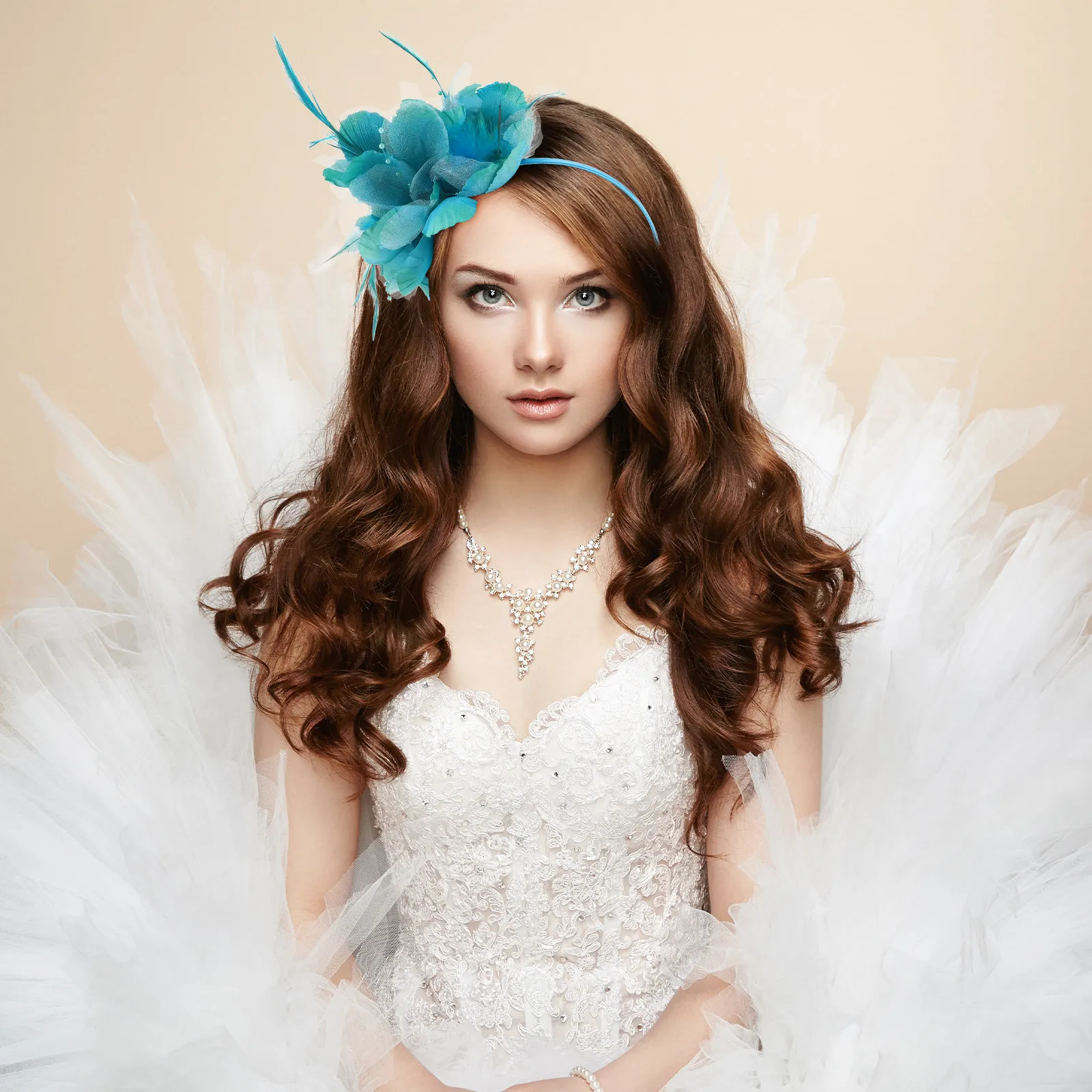 

Fascinator Headband Bridal Plume Hair Piece Floral Design Wedding Hair Accessory Tea Party Dance Photography Headpiece