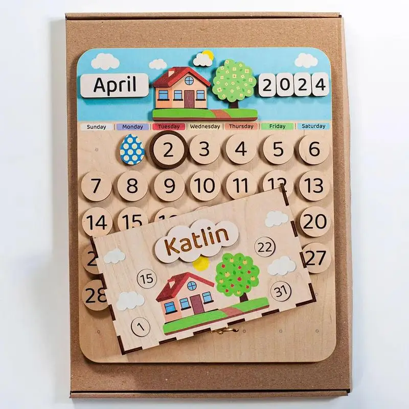 Kids Magnetic Calendar KidsCalendar With Wooden Numbers Magnetic Calendar Monthly Planner Board For Home Offices School