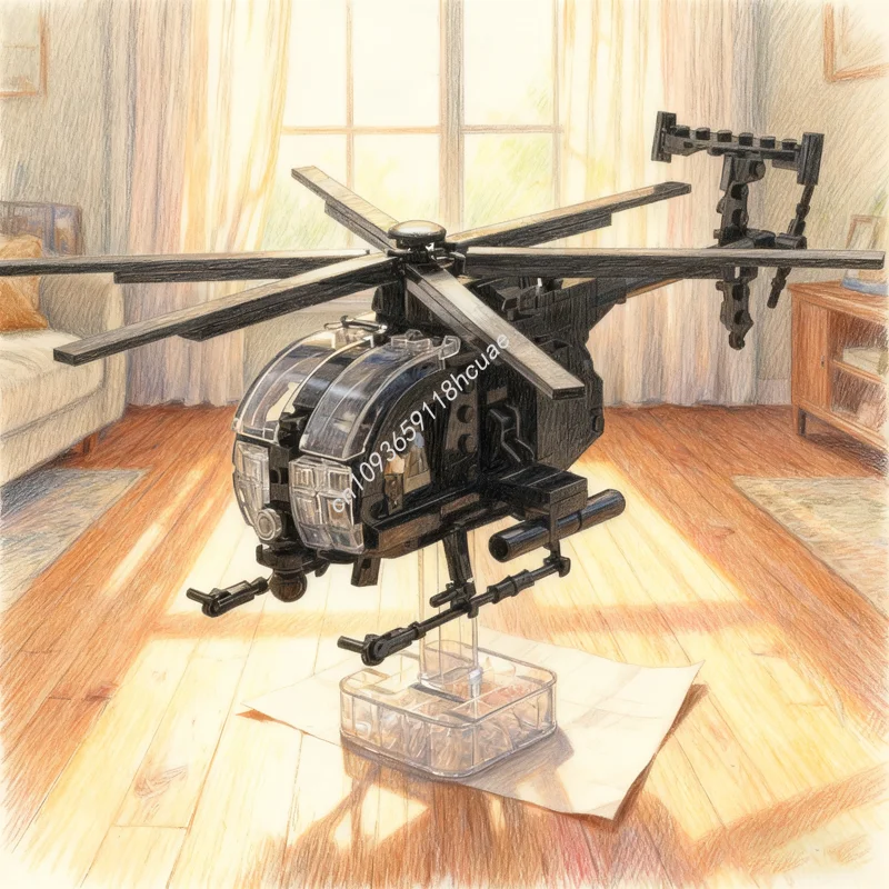 418 elementów MOC MH 6 Mały Ptak Model Klocki Konstrukcyjne Prezent na Boże Narodzenie Zabawki Składanie DIY Kreatywna Pomysłowa Edukacyjna Klockowa Zabawka