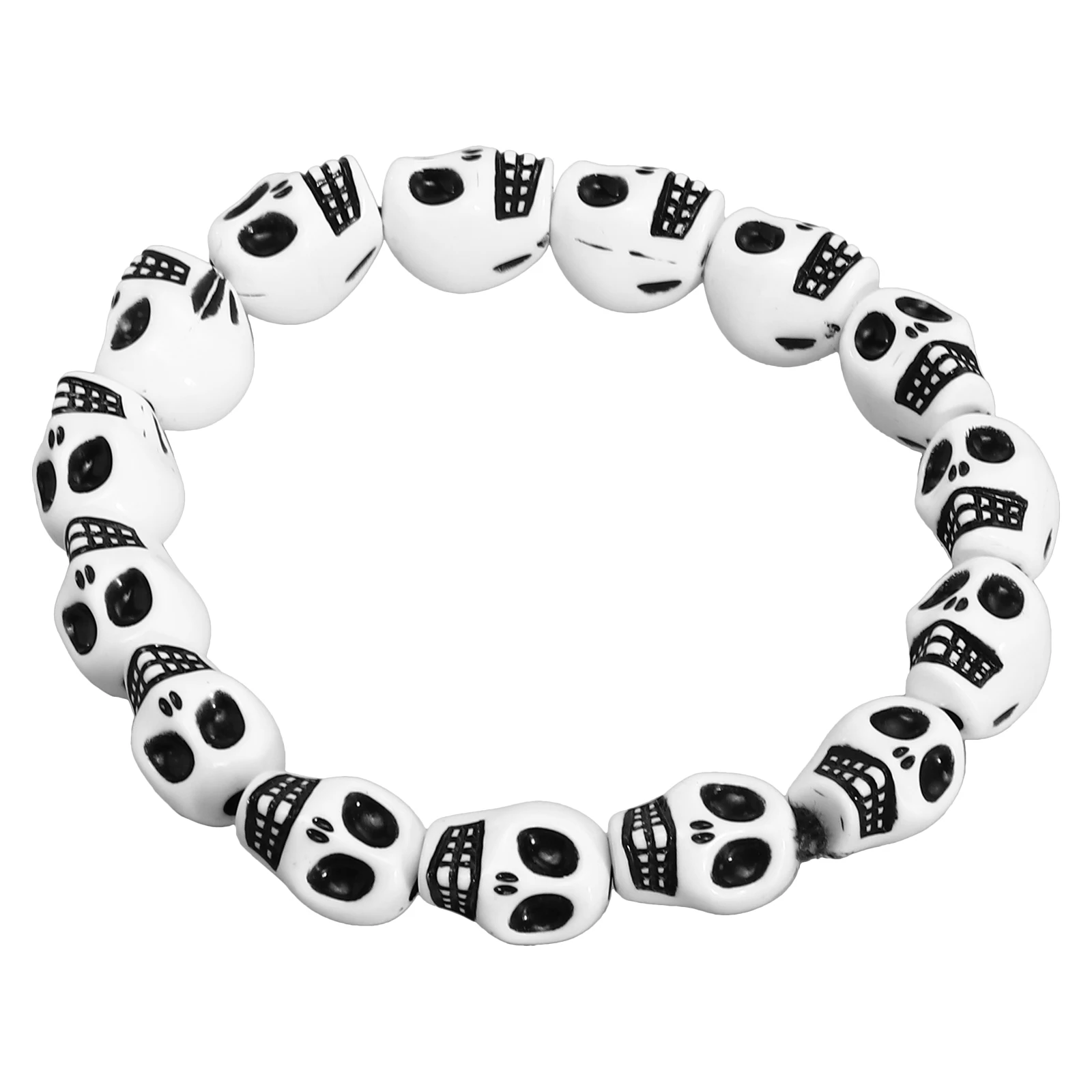 Stile Uomo Donna Gioielli Bracciale con teschio in resina Braccialetti con perline con teschio di moda Accessori per braccialetti con perline