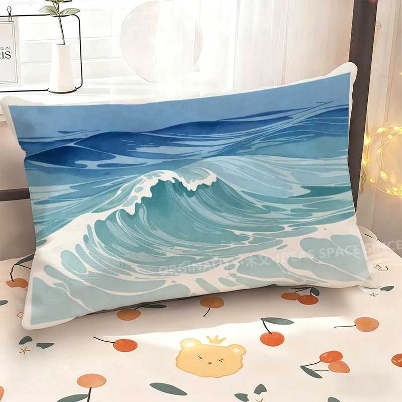 Wave Style Pillowcase Design Suitable For Sofa Bedroom Car Pillow Cover Cushion Rectangular Back Cushion