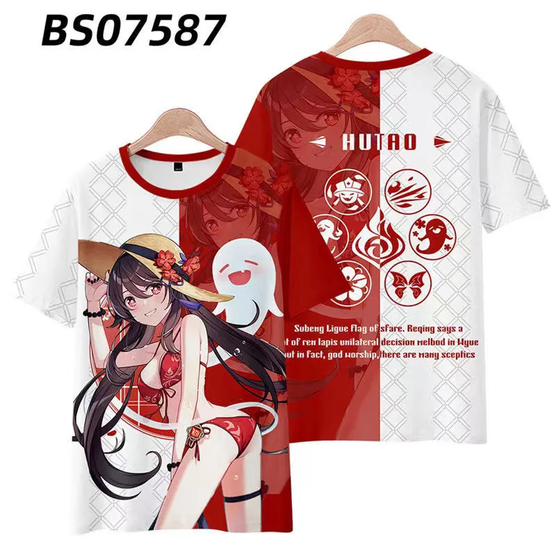 New Game Genshin Impact t-shirt KukiShinobu printed 3D cosplay Unisex clothing street Harajuku y2k top Men Women round neck Tees